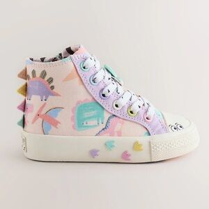 Next Direct Kids' Pastel Dinosaur High-Top Sneakers - Pink, Purple, Mint, Yellow